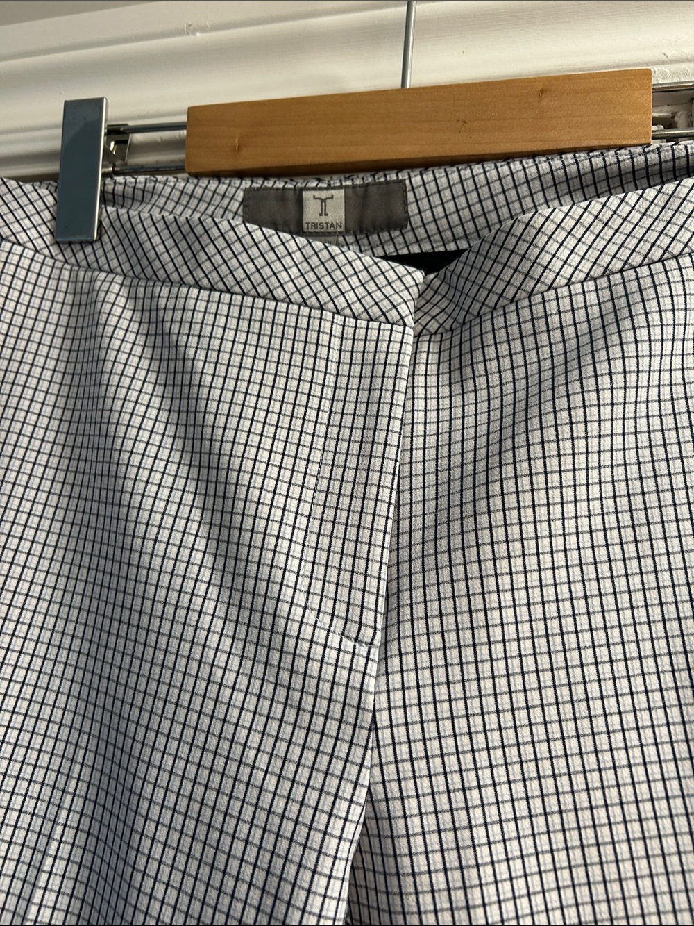 Tristan White Pants with Black Windowpane Grid